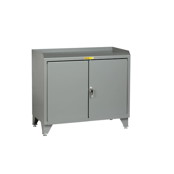 Counter Height Bench Cabinet, 36"W, Solid Doors, Steel Top